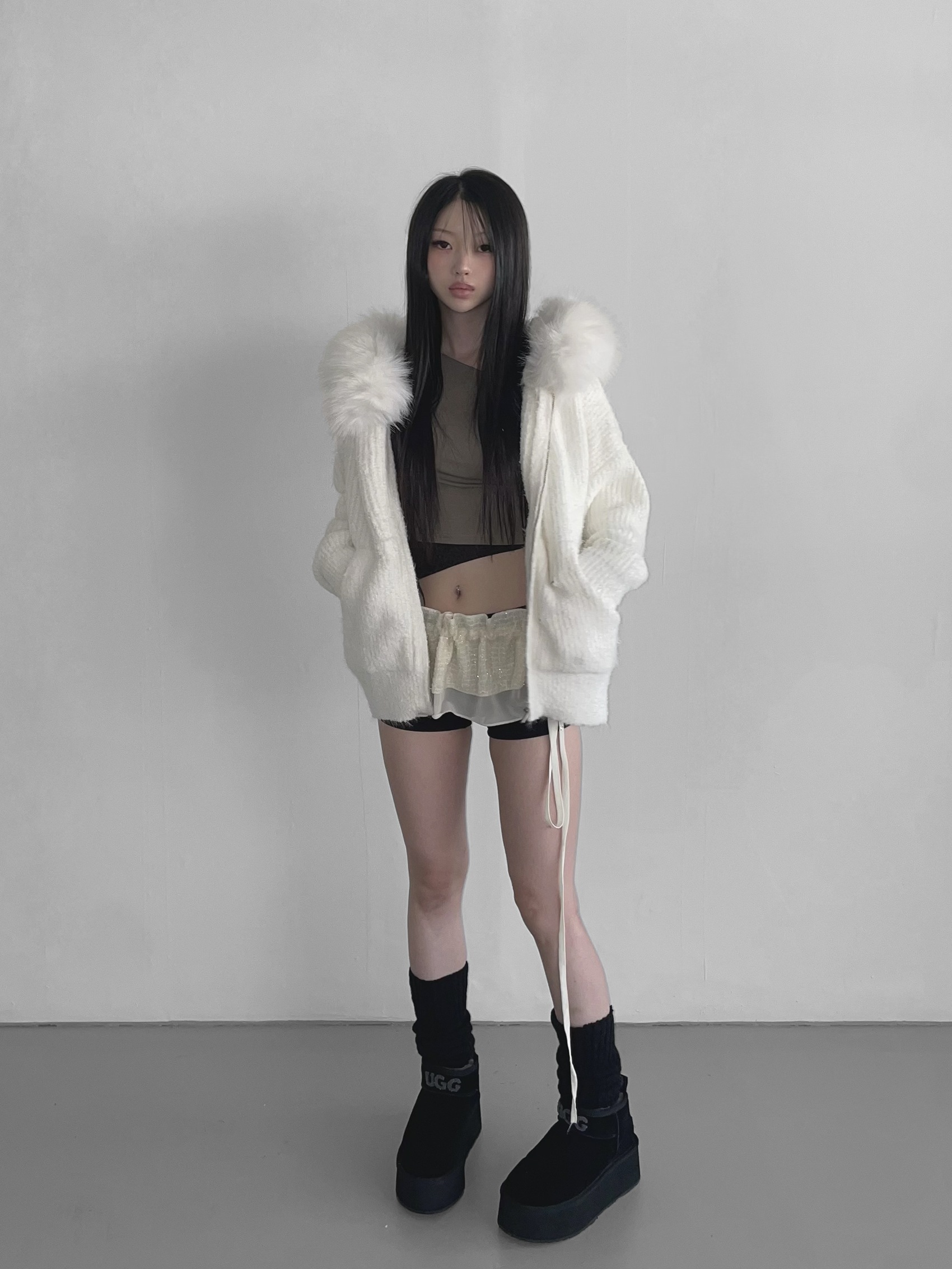 THEAIRTOWN union treaming fur zip-up