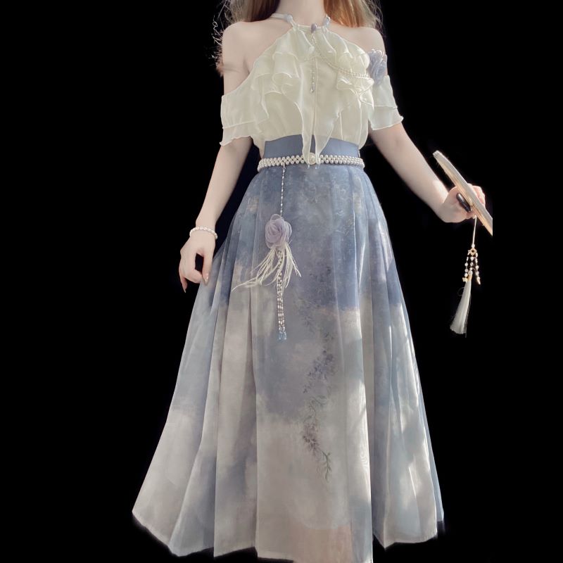 【フルセット】紫藤寄雲川新韓国cosエレメント露肩上着スカートセット 【フルセット】紫藤寄雲川新韓国cosエレメント露肩上着スカートセット