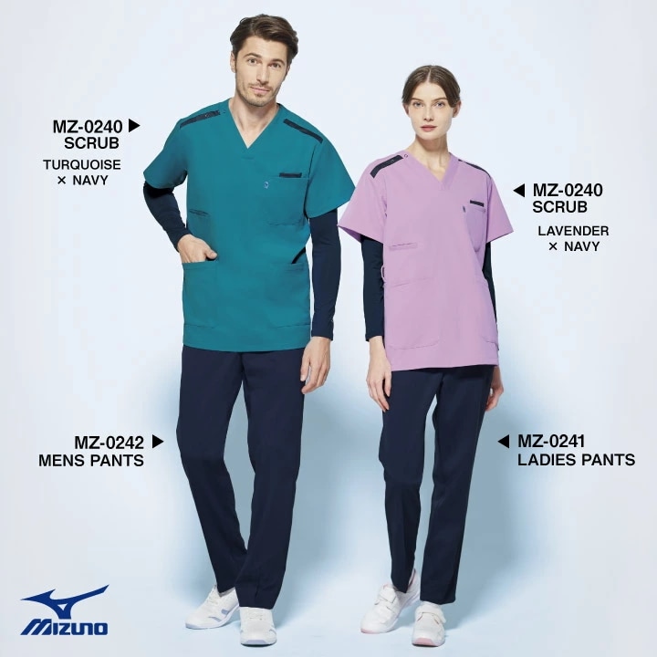 ミズノ スクラブ 男女兼用 MIZUNO 透け防止 ストレッチ 白衣 医療用 病院 看護師 ナース 整骨院 整体師 リハビリ 理学療法士 介護士 /ct-mz0240
