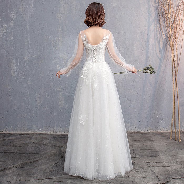 長袖 パーティードレス ウェティグドレス ロングドレス 結婚式 Aラインドレス 安い 大きいサイズ 二次会 海外挙式 花嫁 ドレス 花嫁 ワンピース エンパイア