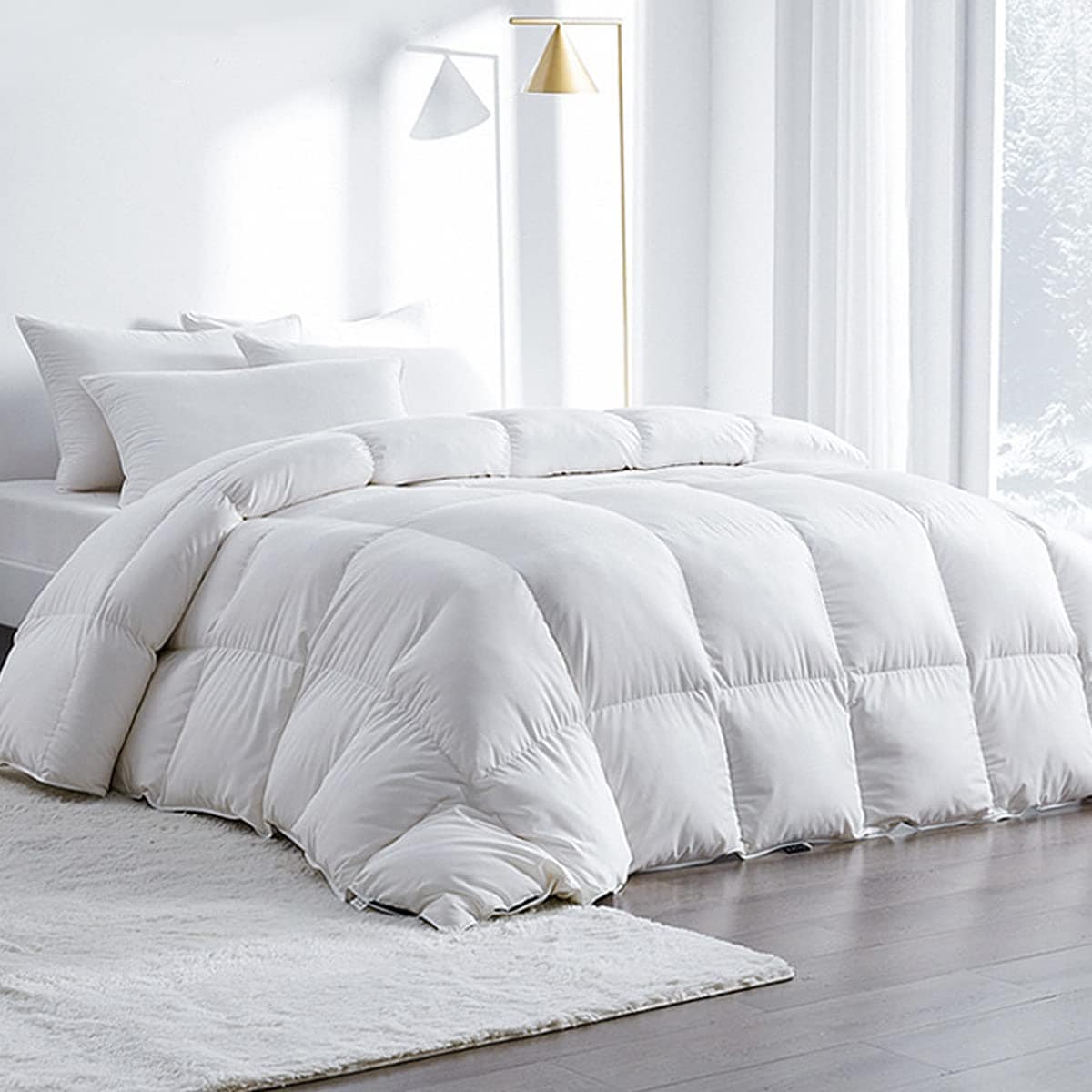 【スーパーセール】羽根掛け布団 シングル 羽毛布団 ホワイトグースフェザー100% 羽毛増量1.25kg 抗菌 防臭 防ダニ 吸湿放湿性に優れ 寝心地爽やか 1年中に使える オフホワイト軽量 洗える