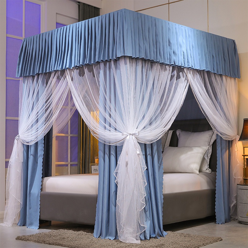 ブラックアウトベッドカーテンブラケットと統合された家庭用ベッドルームフロアベッドマントル完全に囲まれたダストプルーフ風力防止ウォーム