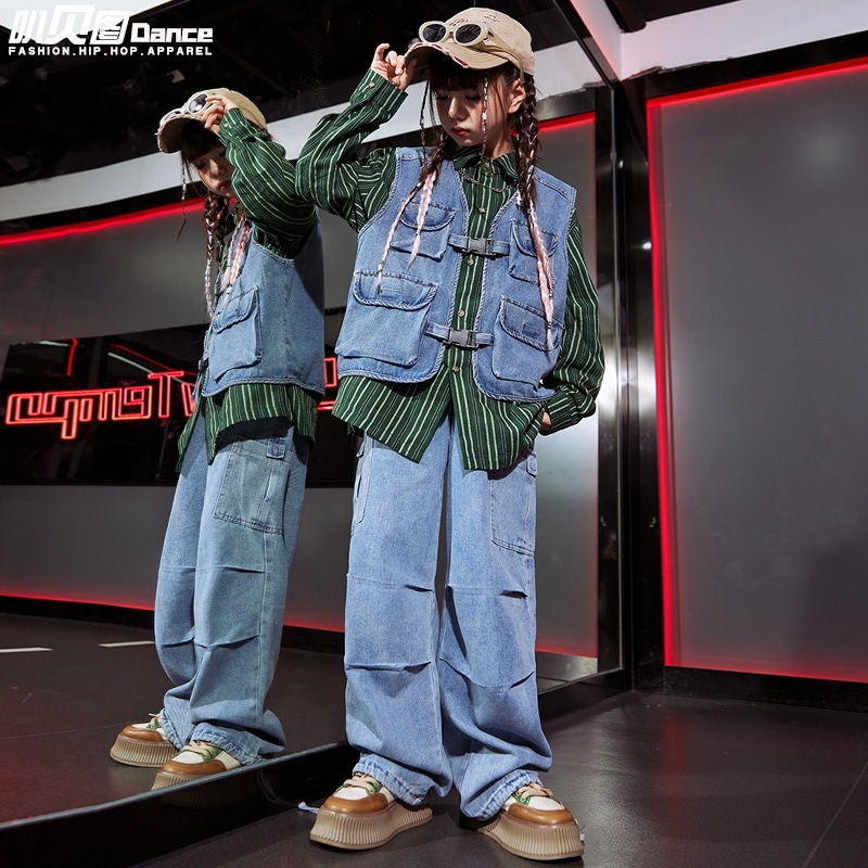 街舞児童潮服小学生運動会日系馬甲セットhiphop演出服ショーショーショーショーショー服女 街舞児童潮服小学生運動会日系馬甲セットhiphop演出服ショーショーショーショーショー服女