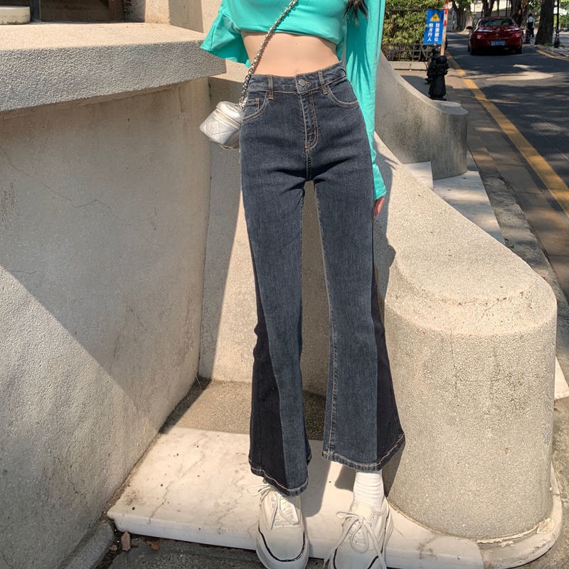 ジーンズ韓国デニムボトムス秋の新型スキニーパンツ高腰デザイン感が痩せているフレアーパンツ デニムパンツ ジーンズ韓国デニムボトムス秋の新型スキニーパンツ高腰デザイン感が痩せているフレアーパンツ デニムパンツ