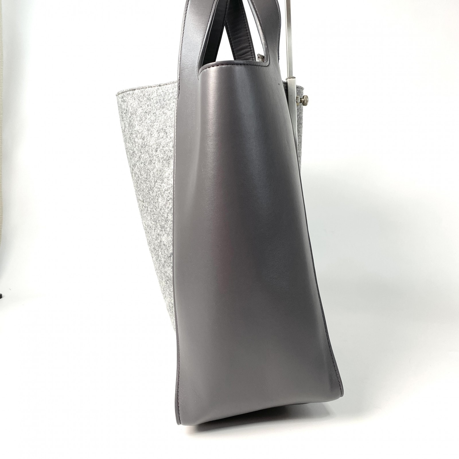 美品 ステラマッカートニー Stella McCarthney レディース スタッズロゴ トートバッグ ウール ポーチ付き