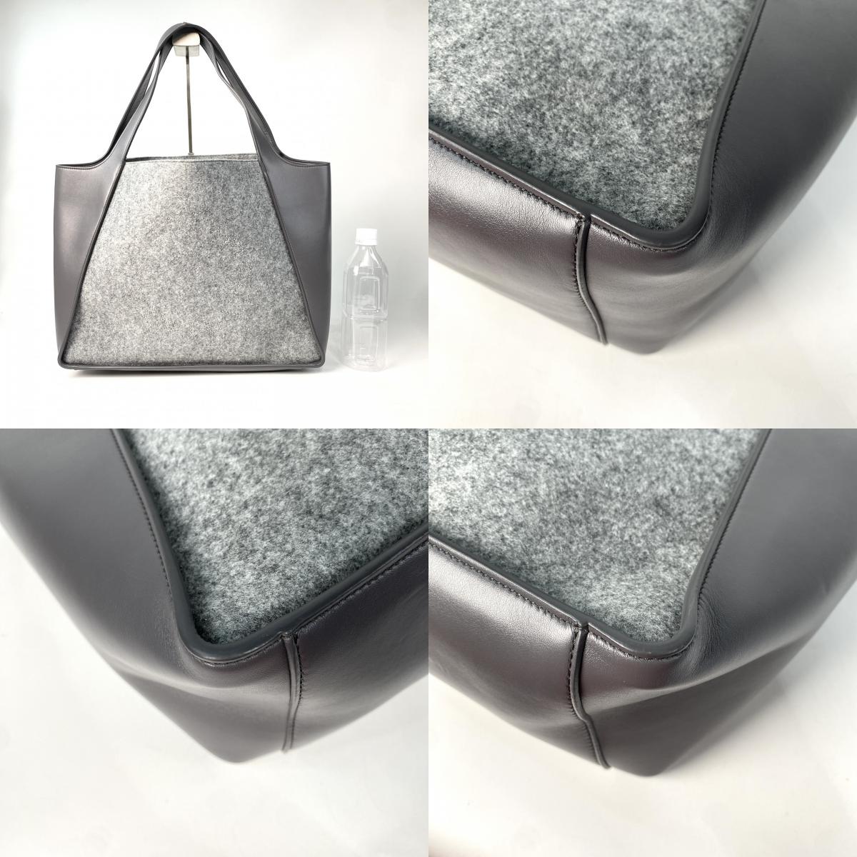 美品 ステラマッカートニー Stella McCarthney レディース スタッズロゴ トートバッグ ウール ポーチ付き