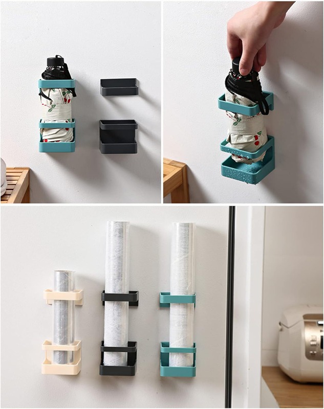 傘立て 傘たて 3点セット 玄関収納 水受け取り 壁掛け 傘ブラケット ロング傘/折り畳み傘兼用 安定 貼り付けインストール 玄関ドア壁掛け 両用コンパクト 浴室収納 多機能ラック 便利 省スペース