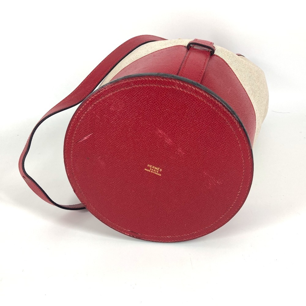 ショルダーバッグ スタンディ ヴィンテージ カバン 斜め掛け 巾着バッグ レザー/キャンバス レッド ショルダーバッグ スタンディ ヴィンテージ カバン 斜め掛け 巾着バッグ レザー/キャンバス レッド