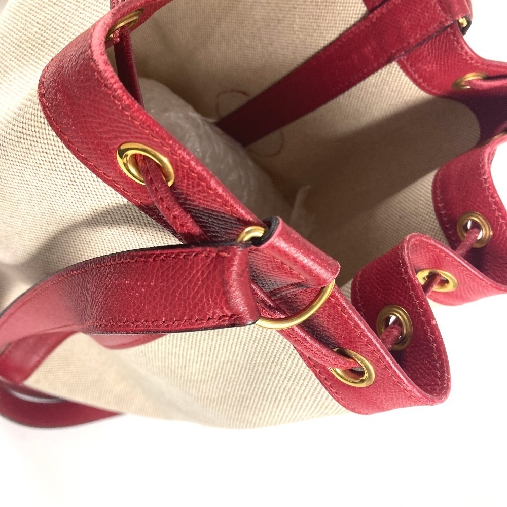 ショルダーバッグ スタンディ ヴィンテージ カバン 斜め掛け 巾着バッグ レザー/キャンバス レッド ショルダーバッグ スタンディ ヴィンテージ カバン 斜め掛け 巾着バッグ レザー/キャンバス レッド