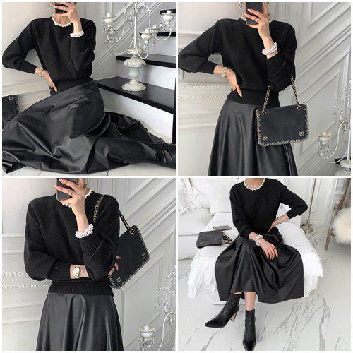 ニット セーター トップス ニットセーター ニットトップス レディース パール エレガント シンプル 秋冬新作 パーティー 二次会 お呼ばれ 上品 おしゃれ 可愛い ガーリー 上品 シンプル 無地 大