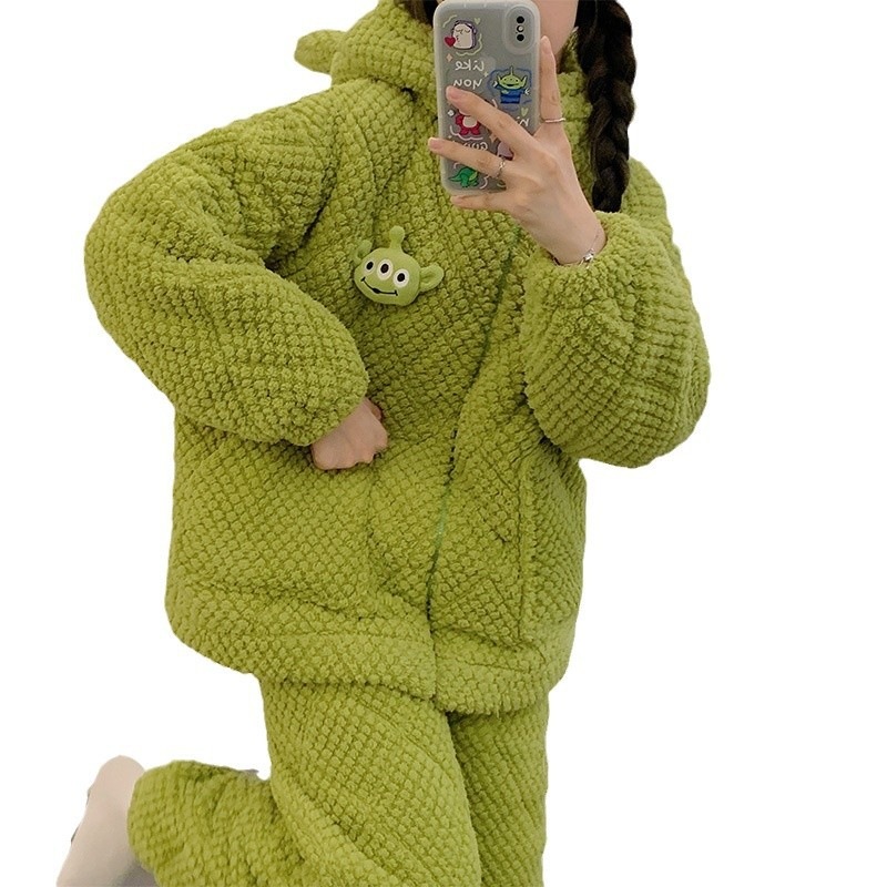 ルームウェア セットアップ 冬 2025新型厚手加絨フランネルホームウェア冬 可愛い パジャマ レディース 秋冬 韓国 部屋着 ルームウェア セットアップ 冬 2025新型厚手加絨フランネルホームウェア冬 可愛い パジャマ レディース 秋冬 韓国 部屋着