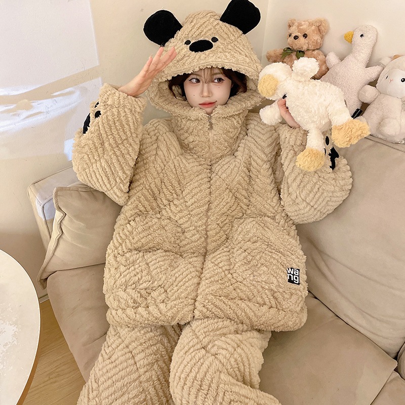 ルームウェア セットアップ 冬 2025新型厚手加絨フランネルホームウェア冬 可愛い パジャマ レディース 秋冬 韓国 部屋着 ルームウェア セットアップ 冬 2025新型厚手加絨フランネルホームウェア冬 可愛い パジャマ レディース 秋冬 韓国 部屋着