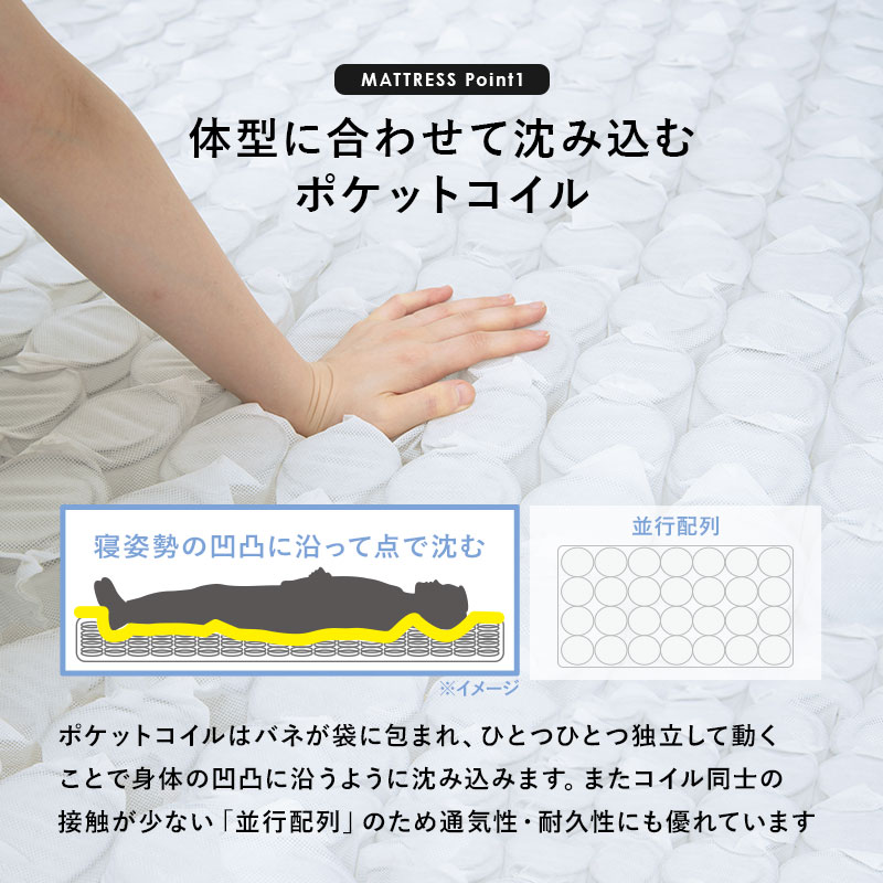 棚コンセント付き 3段階高さ調節 頑丈すのこベッド [ts120770] [ポケットコイルマットレス付き] セミダブル ダークブラウン