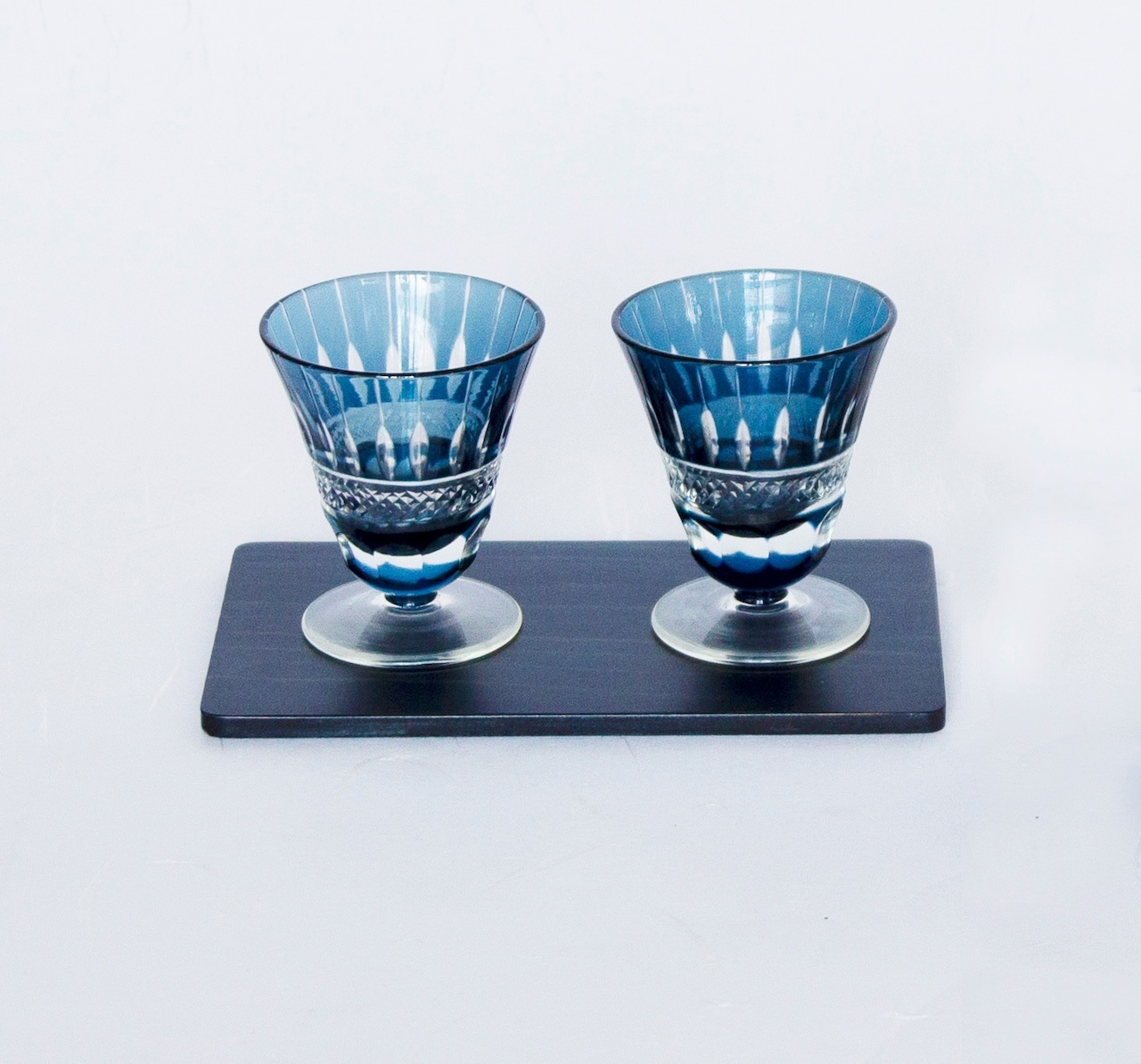 藍染杉コースター＆藍切子グラス 高台 セット