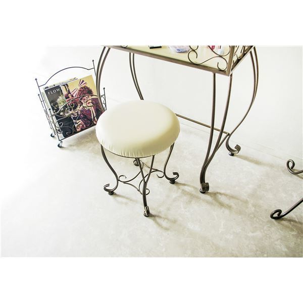 猫足ドレッサー 【丸形スツール付き】 強化ガラス天板/スチール Amazon | 猫足ドレッサー(丸形スツール付き) 強化ガラス天板