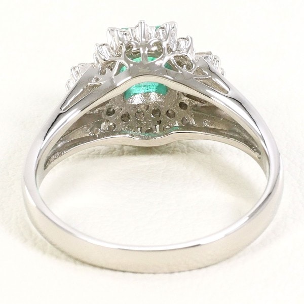 PT900 プラチナ リング 13号 エメラルド 0.54 ダイヤ 0.24 【中古】 PT900 プラチナ リング 13号 エメラルド 0.54 ダイヤ 0.24 【中古】
