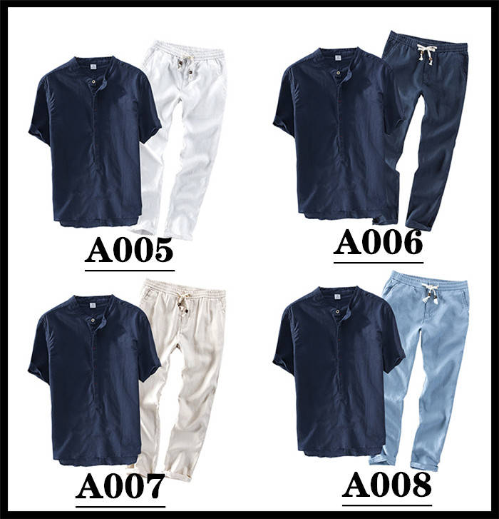 セットアップ 半袖 立ち襟 リネンシャツ ロングパンツ 2点セットアップ上下 スタンドカラー ヘンリーネック トップス イージーパンツ セットアップ トレーニング カジュアル ランニング スポーツウェ セットアップ 半袖 立ち襟 リネンシャツ ロングパンツ 2点セットアップ上下 スタンドカラー ヘンリーネック トップス イージーパンツ セットアップ トレーニング カジュアル ランニング スポーツウェ