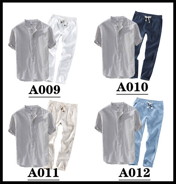 セットアップ 半袖 立ち襟 リネンシャツ ロングパンツ 2点セットアップ上下 スタンドカラー ヘンリーネック トップス イージーパンツ セットアップ トレーニング カジュアル ランニング スポーツウェ セットアップ 半袖 立ち襟 リネンシャツ ロングパンツ 2点セットアップ上下 スタンドカラー ヘンリーネック トップス イージーパンツ セットアップ トレーニング カジュアル ランニング スポーツウェ