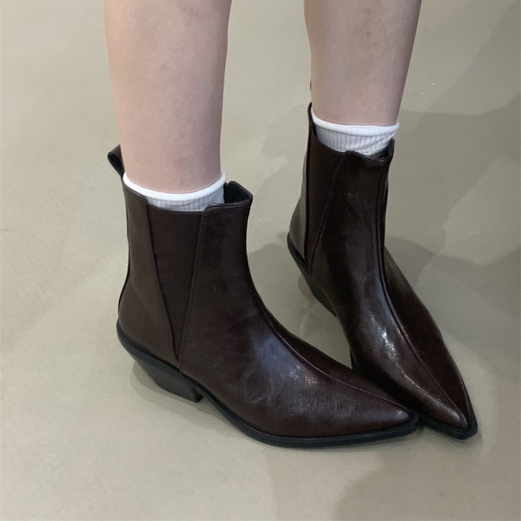 Niubiquatousデザインチェルシーブーツ女性ブーツ秋と冬の新しいメイラードレトロレトロトートースリムシールマーティンブーツ