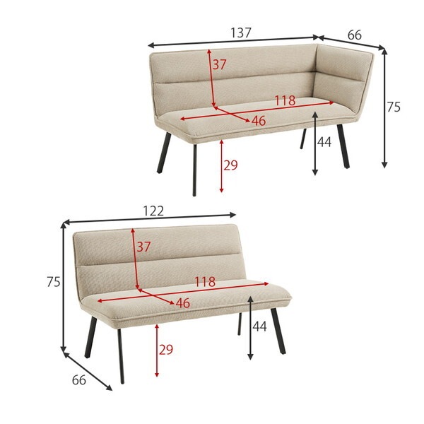 KT-3198BR-ロイス2P右肘S-DGY ブラウン/右肘ダークグレー ダイニング3点セット メーカー直送