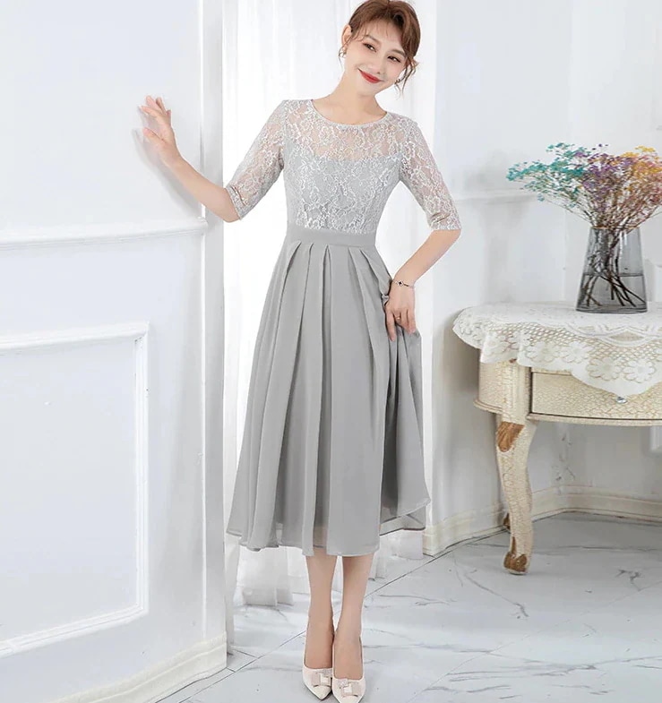 人気 パーティードレス パーティードレス 結婚式 ワンピース ドレス 二次会 フォーマル 披露宴 膝丈 ひざ下 七分袖 20代30代40代50代 謝恩会 二次会 演奏会 発表会 披露宴 結婚式 司