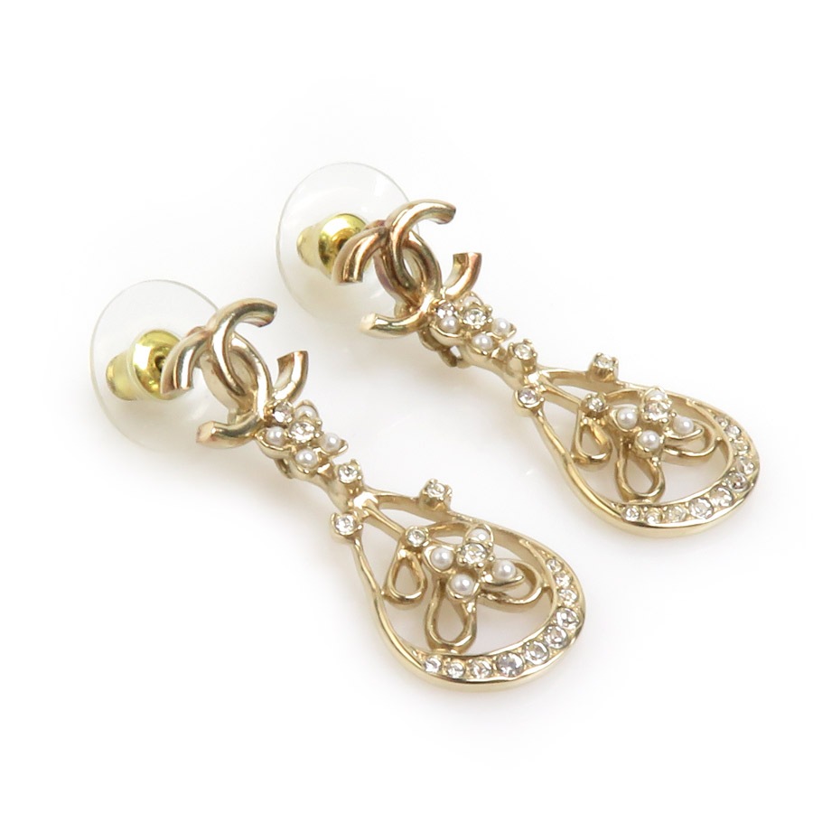 シャネル CHANEL ピアス ココマーク メタル/ラインストーン ゴールド/シルバー レディース e59763a