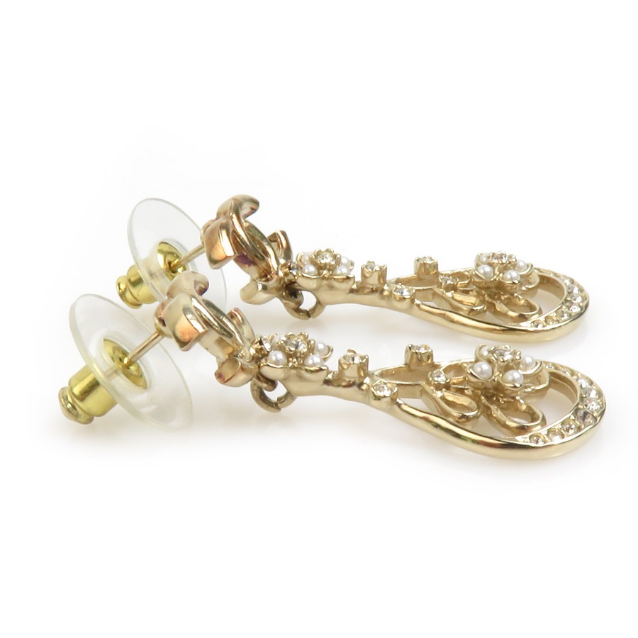 シャネル CHANEL ピアス ココマーク メタル/ラインストーン ゴールド/シルバー レディース e59763a