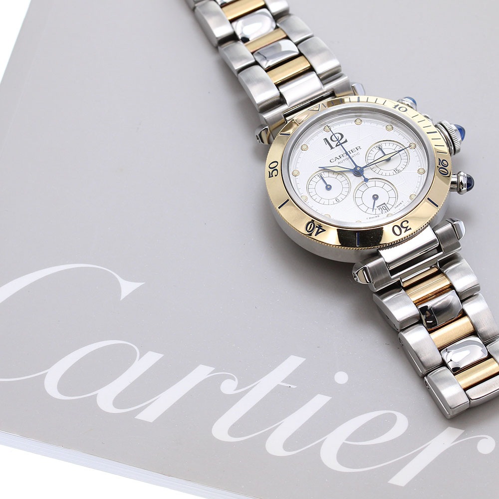 カルティエ CARTIER W31036T6 パシャ38mm コンビ クロノグラフ 自動巻き メンズ 良品 保証書付き_830714【中古】 カルティエ CARTIER W31036T6 パシャ38mm コンビ クロノグラフ 自動巻き メンズ 良品 保証書付き_830714【中古】