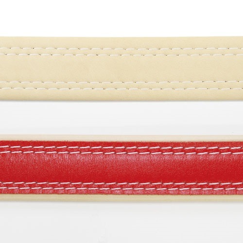 グランデ grande ダブルステッチカラー 犬用首輪 牛革 合成皮革 レザー LL レッド 赤 国