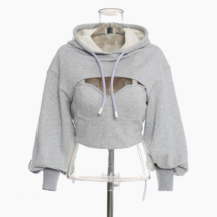 トップス カットソー パーカー トレーナー フーディー ショート ショート丈 袖あり 長袖 襟なし フード付き かわいい 大人可愛い きれいめ シンプル 大人 おしゃれ お洒落 大人可愛い 大人女子