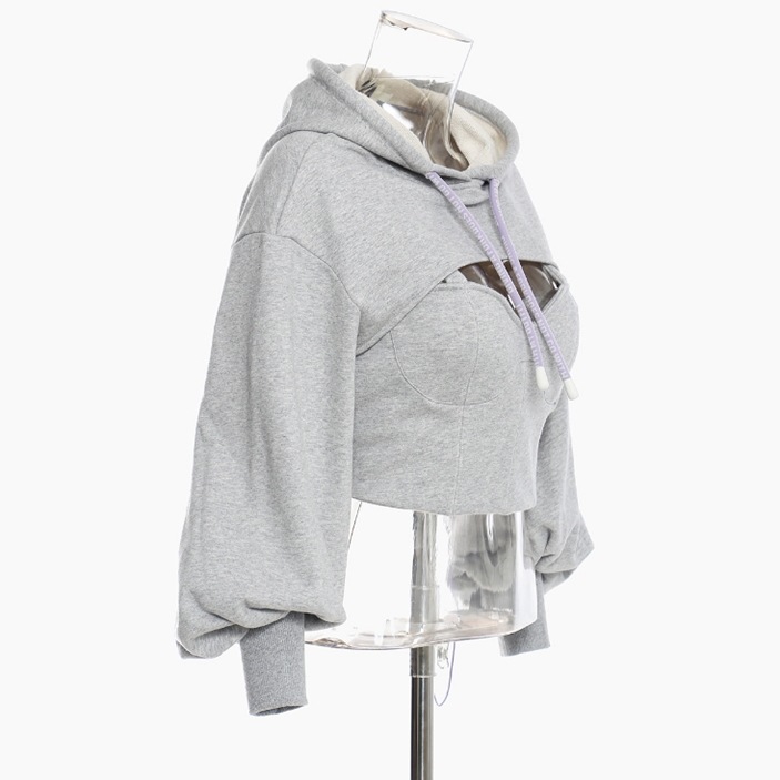 トップス カットソー パーカー トレーナー フーディー ショート ショート丈 袖あり 長袖 襟なし フード付き かわいい 大人可愛い きれいめ シンプル 大人 おしゃれ お洒落 大人可愛い 大人女子