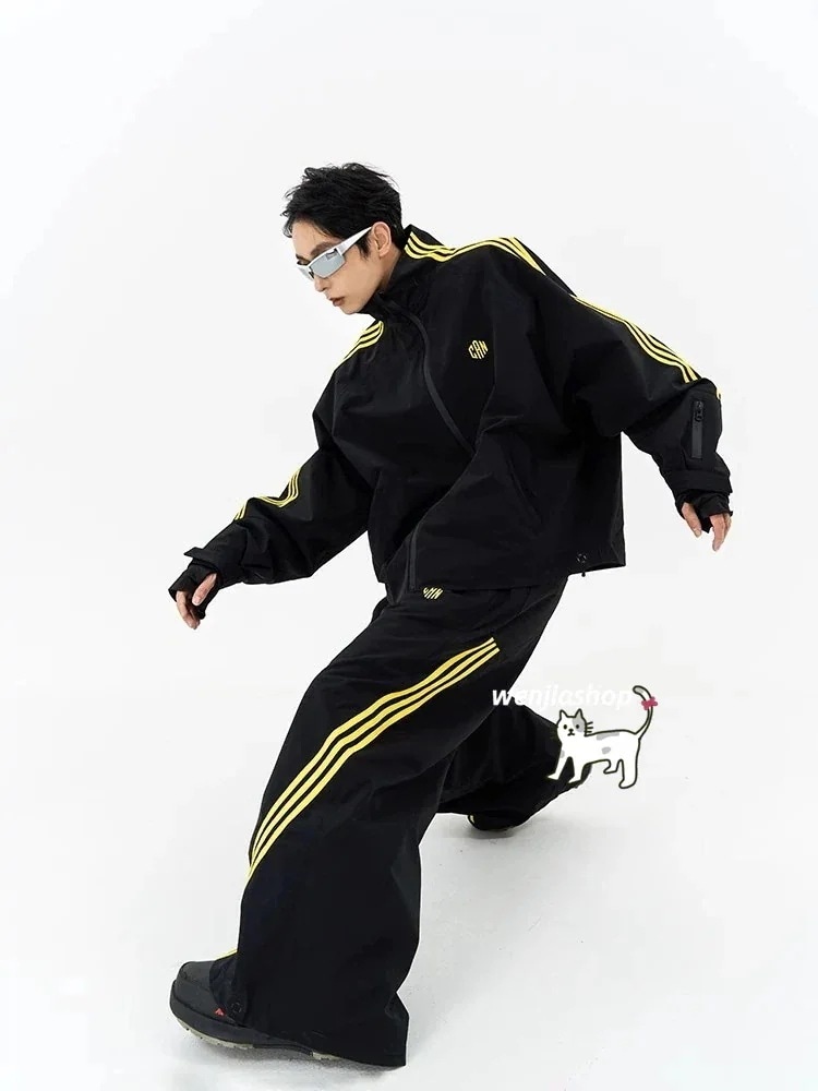 スノーボードウェア 25 上下セット メンズ レディース アウター ジャケット パンツ ズボン ゆったり ストライプ ヒョウ柄 黒 白 スノーウェア スキーウェア スノボウェア韓国風 スノーボードウェア 25 上下セット メンズ レディース アウター ジャケット パンツ ズボン ゆったり ストライプ ヒョウ柄 黒 白 スノーウェア スキーウェア スノボウェア韓国風