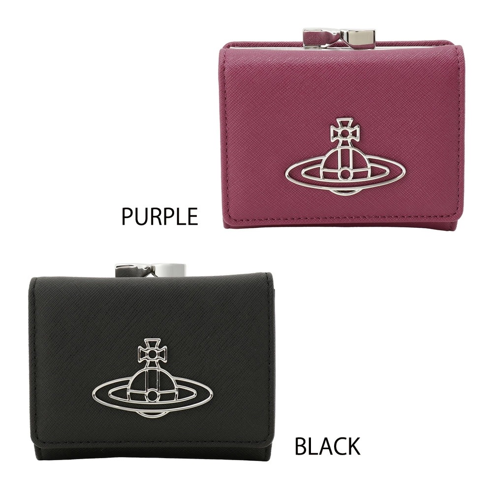 【最短翌日着】 ヴィヴィアンウエストウッド 財布 Vivienne Westwood 三つ折り財布 SAFFIANO THIN LO SM FR WALLET レディース ミニ財布 コンパクト ウォレ