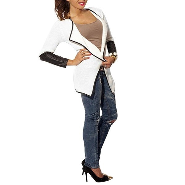 IS Fashion Women Casual Slim Long Sleeve Leather Blouse Outwear Coat Cardigan IP IS Fashion Women Casual Slim Long Sleeve Leather Blouse Outwear Coat Cardigan IP