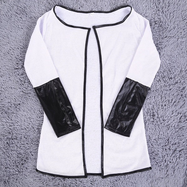 IS Fashion Women Casual Slim Long Sleeve Leather Blouse Outwear Coat Cardigan IP IS Fashion Women Casual Slim Long Sleeve Leather Blouse Outwear Coat Cardigan IP