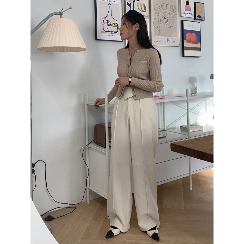 CITYBREEZEフォールドピンタックワイドスラックスIVORY