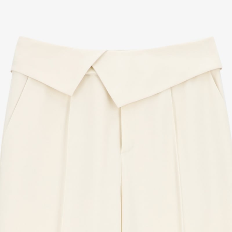 CITYBREEZEフォールドピンタックワイドスラックスIVORY