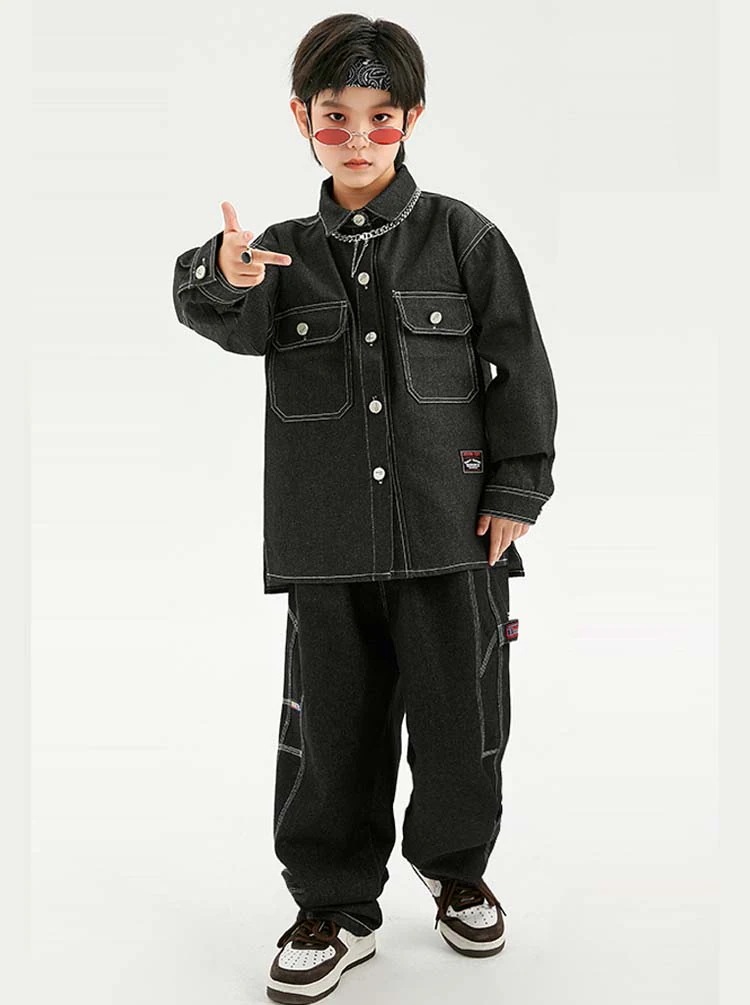 キッズ ダンス デニム デニムパンツ デニムジャケット ジーパン セットアップ ヒップホップ ダンス衣装 子供服 男の子 女の子 ジュニア hiphop ジャズダンス 衣装 練習着 ステージ 競技 演