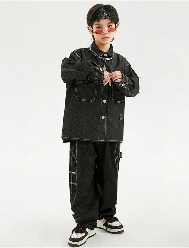 キッズ ダンス デニム デニムパンツ デニムジャケット ジーパン セットアップ ヒップホップ ダンス衣装 子供服 男の子 女の子 ジュニア hiphop ジャズダンス 衣装 練習着 ステージ 競技 演