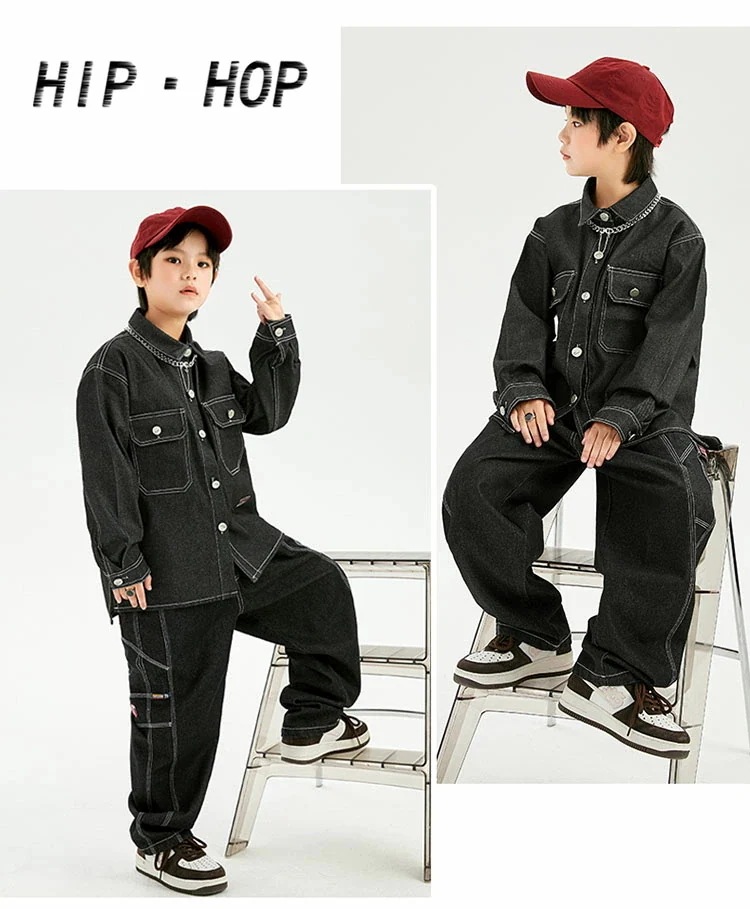 キッズ ダンス デニム デニムパンツ デニムジャケット ジーパン セットアップ ヒップホップ ダンス衣装 子供服 男の子 女の子 ジュニア hiphop ジャズダンス 衣装 練習着 ステージ 競技 演