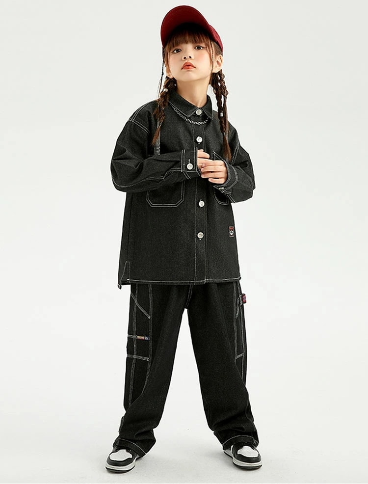キッズ ダンス デニム デニムパンツ デニムジャケット ジーパン セットアップ ヒップホップ ダンス衣装 子供服 男の子 女の子 ジュニア hiphop ジャズダンス 衣装 練習着 ステージ 競技 演