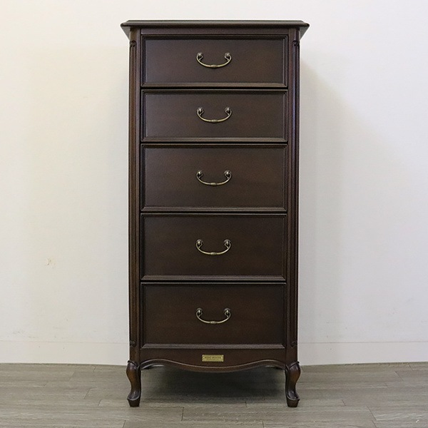 リビングチェスト 5段 クラシック調 マホガニー材 ケントハウス 幅45cm 開梱設置