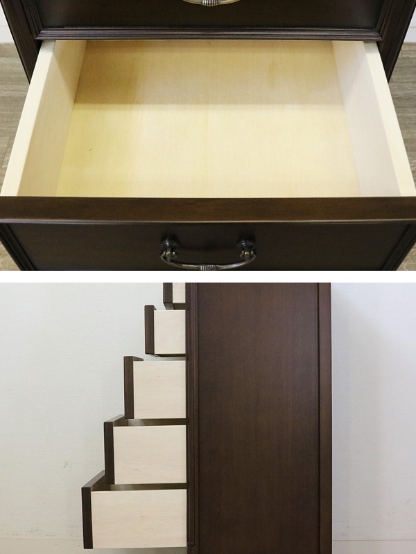 リビングチェスト 5段 クラシック調 マホガニー材 ケントハウス 幅45cm 開梱設置