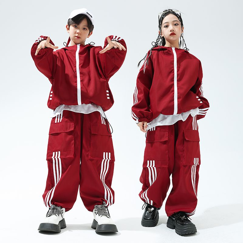 子供の出演服ヒップホップの街のダンスはクールなファッション服の男の子の揚げ物のショーのスーツの小学生の運動会のクラスの服を走ります