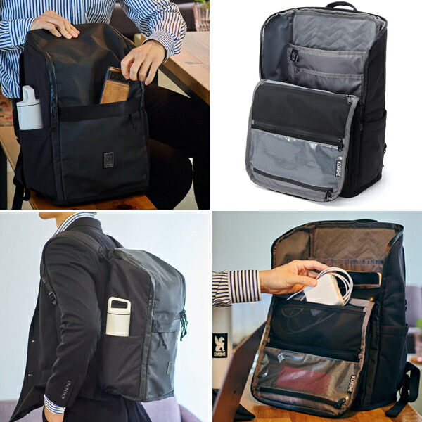 クロームインダストリーズ ボルドー スクエアバックパック ブラック 21L 防水 16インチ リュック jp-205-bk