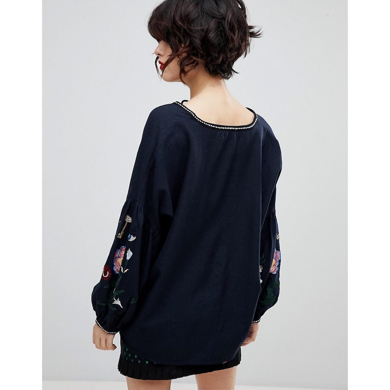 エッセンシャル レディース トップス【Essentiel Antwerp Popup 3/4 Sleeved Embroidered Top】Uniform blue エッセンシャル レディース トップス【Essentiel Antwerp Popup 3/4 Sleeved Embroidered Top】Uniform blue
