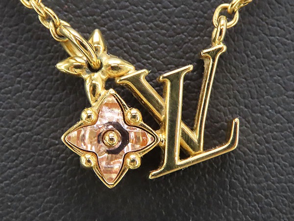 ほぼ新品ルイヴィトンネックレスルルグラムカラーストーンペンダントチョーカーゴールドピンクメタルM00783