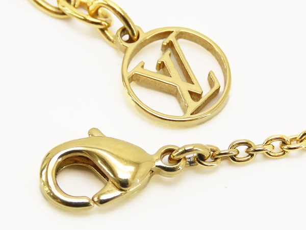 ほぼ新品ルイヴィトンネックレスルルグラムカラーストーンペンダントチョーカーゴールドピンクメタルM00783