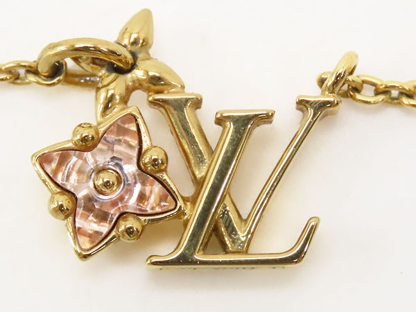 ほぼ新品ルイヴィトンネックレスルルグラムカラーストーンペンダントチョーカーゴールドピンクメタルM00783