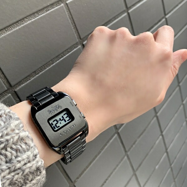 オシャレ ブランド 腕時計 手表 コーチ におすすめ！女性 女友達 ママ友 母親 誕生日 Darcy Digital レディース レトロ デジタル ブラック ブレスレット ウォッチ ポイント消化